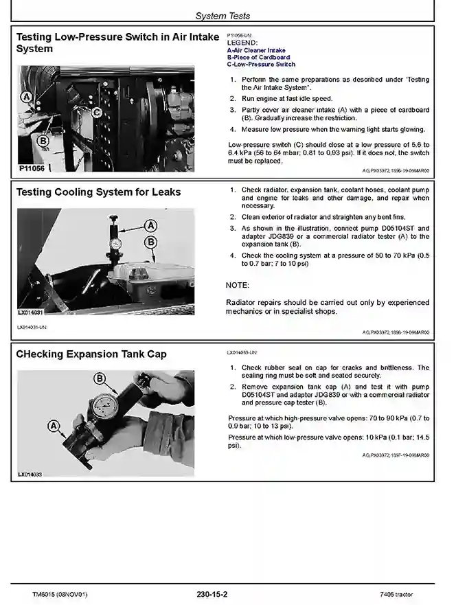 John Deere 7405 Tractors Operation and Test Manual TM6015 John Deere 7405 Tractors Operation and Test Manual TM6015