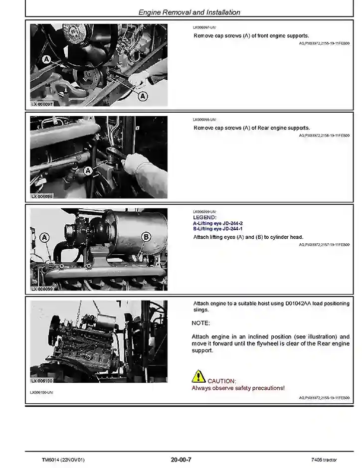 John Deere 7405 John Deere 7405 Tractors Repair Manual TM6014