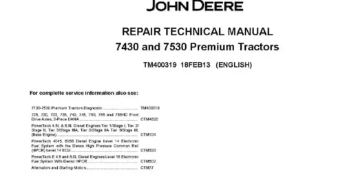 John Deere 7430 7530 Premium Tractors Repair Manual TM400319