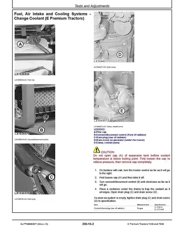 John Deere 7430E John Deere 7430E 7530E Premium Tractors Supplement for Diagnostic Manual SUPTM8060EP