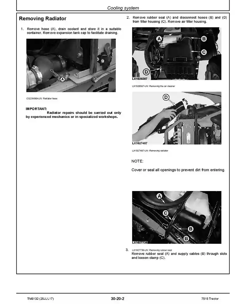 John Deere 7515 Tractors Repair Manual TM8132
