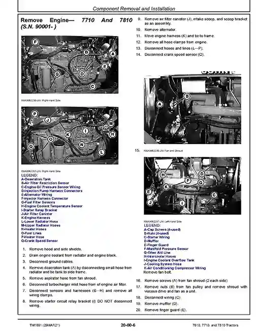 John Deere 7610 7710 7810 Tractors Repair Manual TM1651