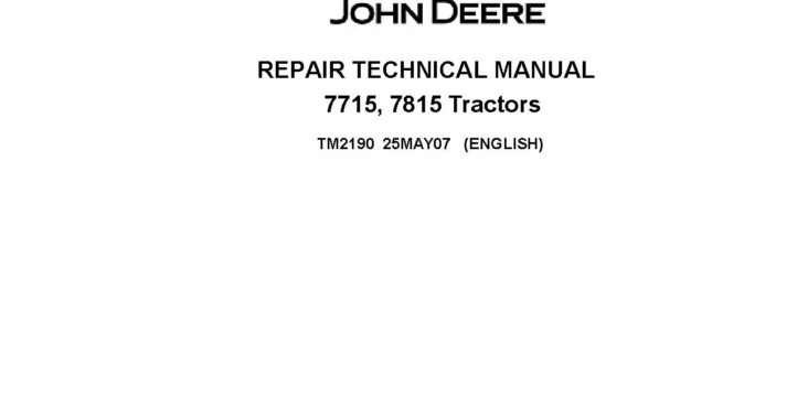 John Deere 7715 7815 Tractors Repair Manual TM2190