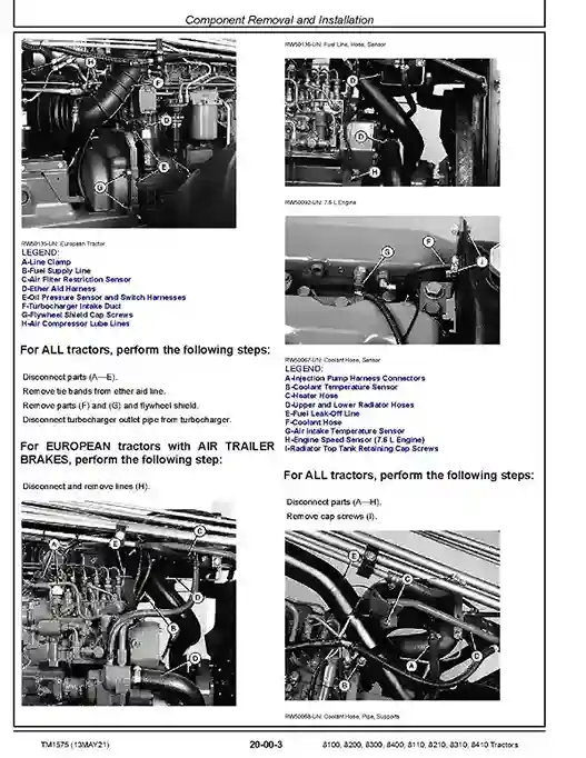 John Deere 8100 8110 8200 8210 8300 8310 8400 8410 Tractors Repair Manual TM1575