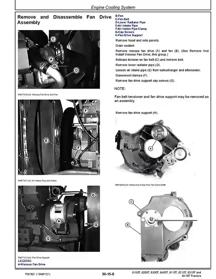 John Deere 8100T 8110T 8200T 8210T 8300T 8310T 8400T 8410T Tracked Tractors Repair Manual TM1621