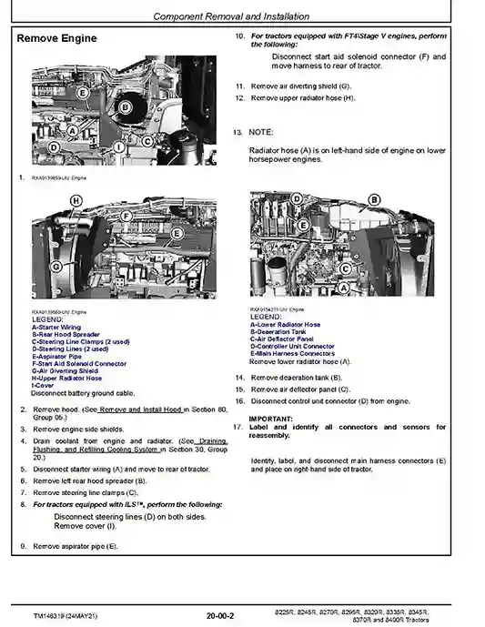 John Deere 8225R 8245R 8270R 8295R 8320R 8335R 8345R 8370R 8400R Tractors Repair Manual TM146319