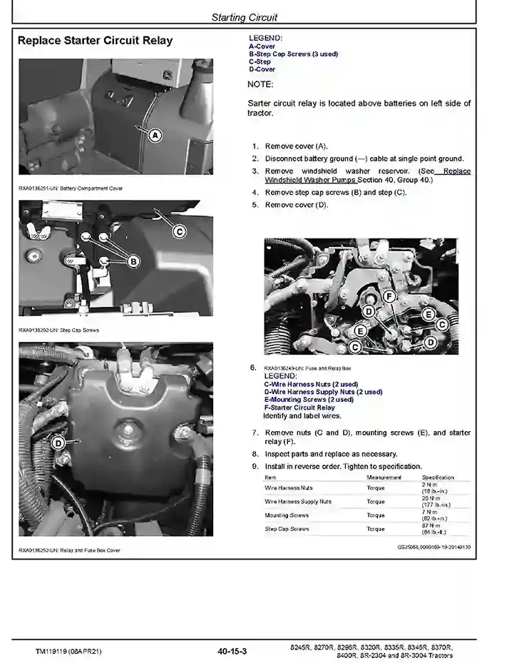 John Deere 8245R 8270R 8295R 8320R 8335R 8345R 8370R 8400R 8R 2304 8R 3004 Tractors Repair Manual TM119119