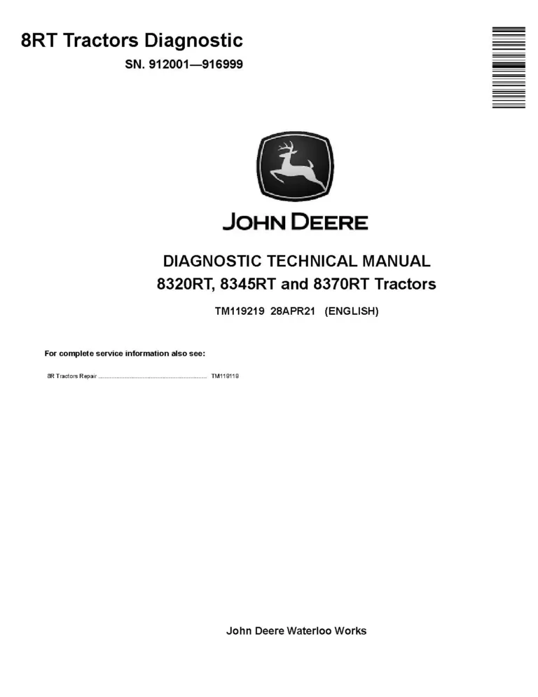 John Deere 8320RT 8345RT 8370RT Tracked Tractors Diagnostic Manual TM119219