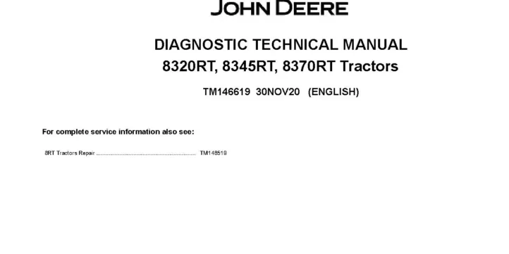 John Deere 8320RT 8345RT 8370RT Tracked Tractors Diagnostic Manual TM146619