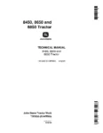 John Deere 8450 8650 8850 4WD Articulated Tractors Operation and Test Manual TM1256