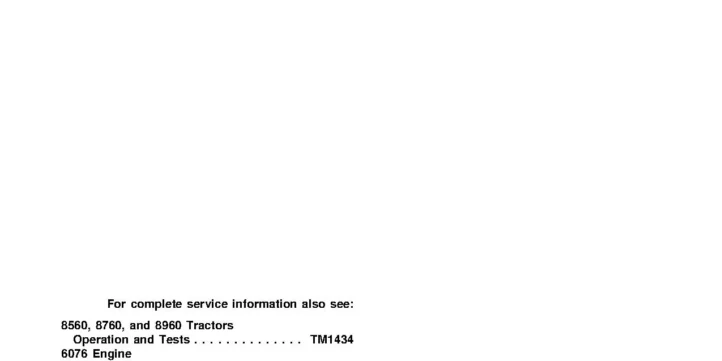 John Deere 8560 8760 8960 4WD Articulated Tractors Repair Manual TM1433