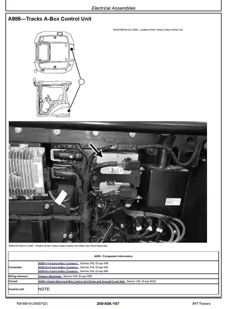 John Deere 9RT 470 9RT 490 9RT 520 9RT 540 9RT 570 9RT 590 Tracked Tractors Operation and Test Manual TM165019