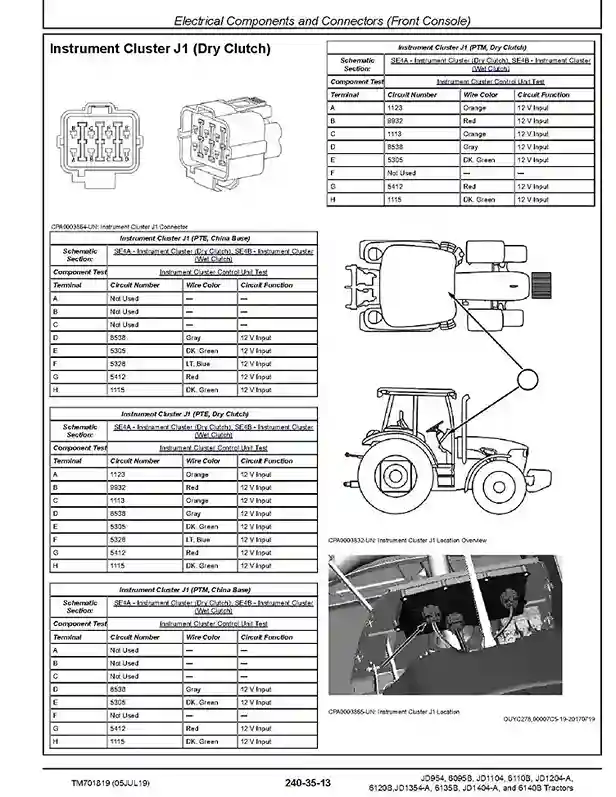 John Deere JD1104 John Deere JD1104 JD1204-A JD1354-A JD1404-A JD954 6095B 6110B 6120B 6135B 6140B Tractors Diagnostic Manual TM701819