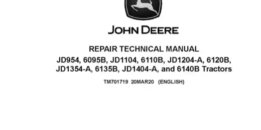 John Deere JD1104 JD1204-A JD1354-A JD1404-A JD954 China Tractors 6095B 6110B 6120B 6135B 6140B Tractors Asia Repair Manual TM701719