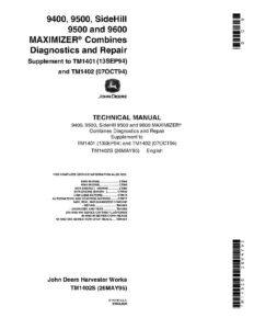 John Deere 9400 9500 9600 Maximizer Combines Diagnostics Manual PDF John Deere 9400 9500 9600 Maximizer Combines Diagnostics Manual PDF