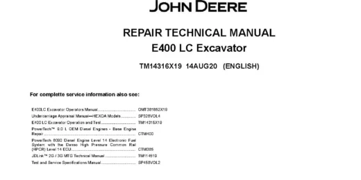 John Deere E400LC Excavator Repair Technical Manual