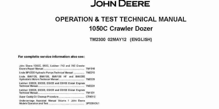 John Deere 1050C Crawler Dozers Operation and Test Manual TM2300