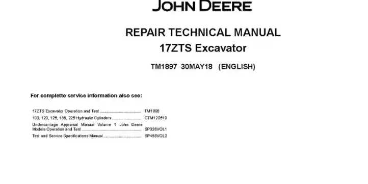 John Deere 17ZTS Compact Excavators Repair Manual TM1897