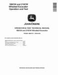 John Deere 180CW and 210CW Wheeled Excavators Operation and Test Manual TM2286