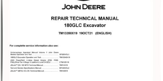 John Deere 180GLC Crawler Excavators Repair Manual TM13350X19