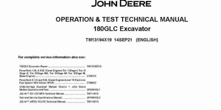 John Deere 180GLC (SN. from D020001) Crawler Excavators Operation and Test Manual TM13194X19 John Deere 180GLC (SN. from D020001) Crawler Excavators Operation and Test Manual TM13194X19