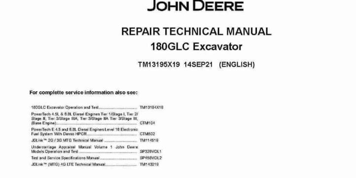 John Deere 180GLC (SN. from D020001) Crawler Excavators Repair Manual TM13195X19