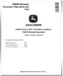 John Deere 190DW Wheeled Excavators Operation and Test Manual TM10542