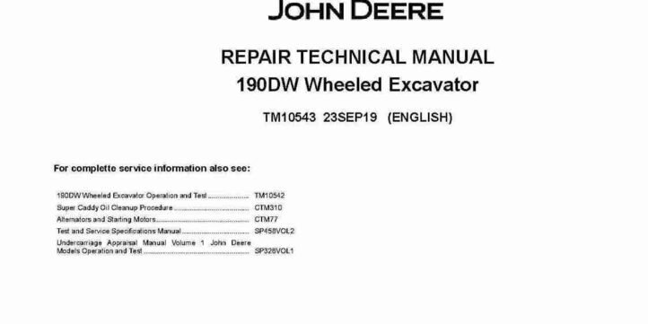John Deere 190DW Wheeled Excavators Repair Manual TM10543