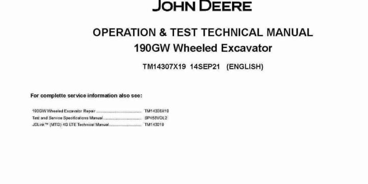 John Deere 190GW (SN. from F052002) Wheeled Excavators Operation and Test Manual TM14307X19