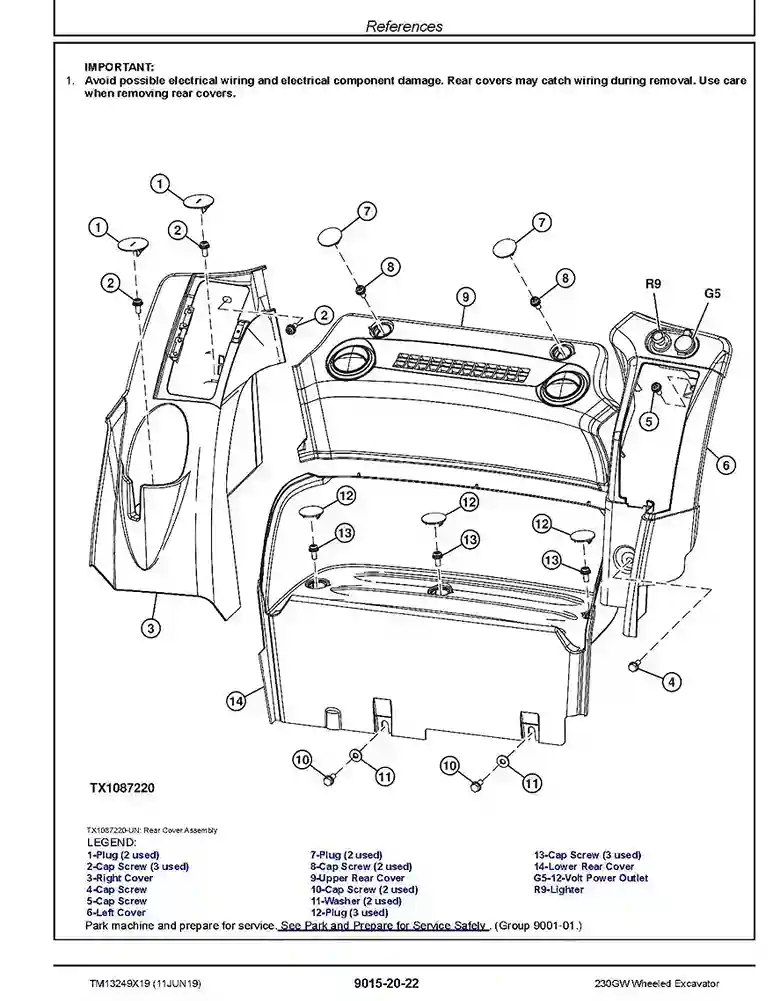 John Deere 230GW Wheeled Excavators Operation and Test Manual TM13249X19