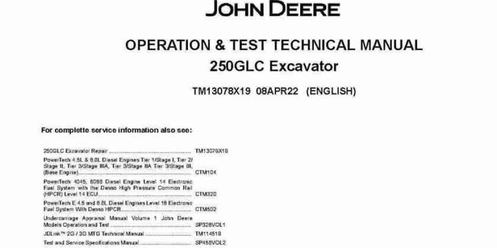 John Deere 250GLC Crawler Excavators Operation and Test Manual TM13078X19