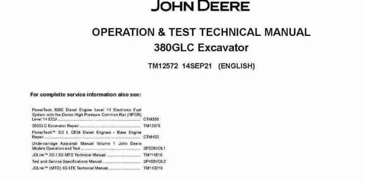 John Deere 380GLC Crawler Excavators Operation and Test Manual TM12572 John Deere 380GLC Crawler Excavators Operation and Test Manual TM12572