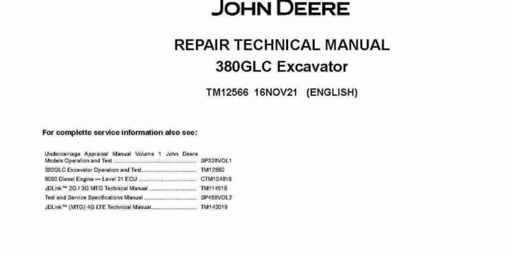 John Deere 380GLC Crawler Excavators Repair Manual TM12566
