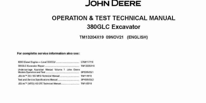 John Deere 380GLC (SN. from F900006) Crawler Excavators Operation and Test Manual TM13204X19 John Deere 380GLC (SN. from F900006) Crawler Excavators Operation and Test Manual TM13204X19