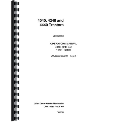 John Deere 4040 4240 4440 Tractor Operator Manual PDF John Deere 4040 4240 4440 Tractor Operator Manual PDF