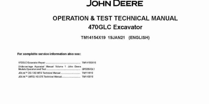 John Deere 470GLC (SN. from D473001) Crawler Excavators Operation and Test Manual TM14154X19 John Deere 470GLC (SN. from D473001) Crawler Excavators Operation and Test Manual TM14154X19