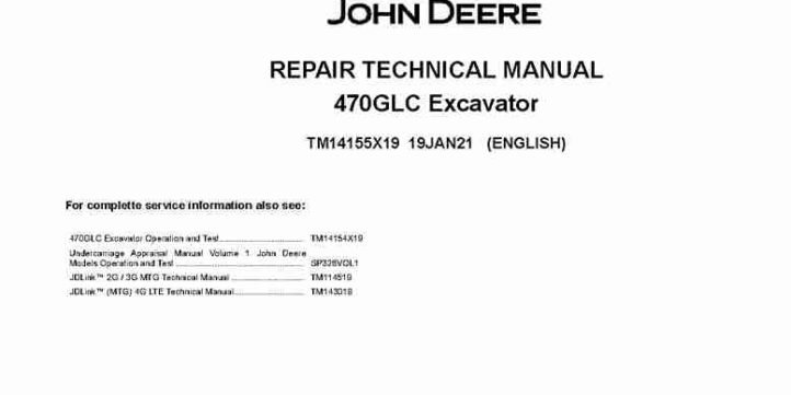 John Deere 470GLC (SN. from D473001) Crawler Excavators Repair Manual TM14155X19