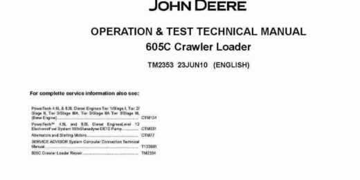 John Deere 605C Crawler Loaders Operation and Test Manual TM2353