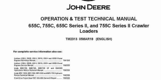 John Deere 655C, 755C Series II Crawler Loaders Operation and Test Manual TM2313