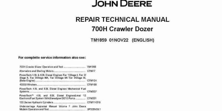 John Deere 700H Crawler Dozer Repair Manual TM1859 John Deere 700H Crawler Dozer Repair Manual TM1859