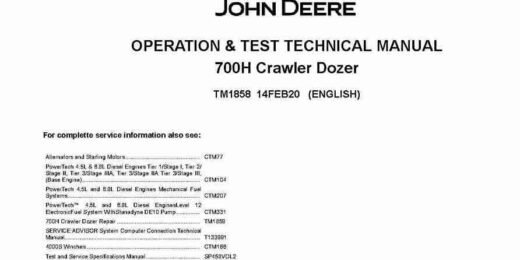 John Deere 700H Crawler Dozers Operation and Test Manual TM1858