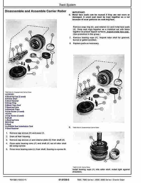 John Deere 750C, 850C Series II Crawler Dozers Repair Manual TM1589