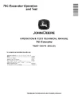 John Deere 225C LC John Deere 75C Crawler Excavators Operation and Test Manual TM2357