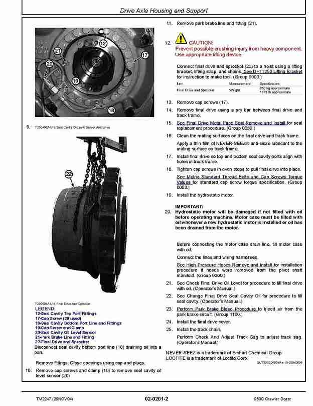 John Deere 950C Crawler Dozer Repair Manual TM2247