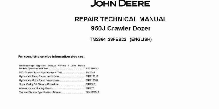 John Deere 950J Crawler Dozers Repair Manual TM2364