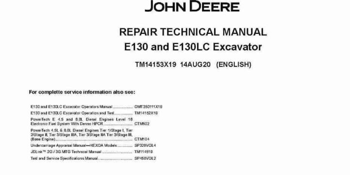 John Deere E130 and E140LC Crawler Excavators (SN. from D300003) Repair Manual TM14153X19