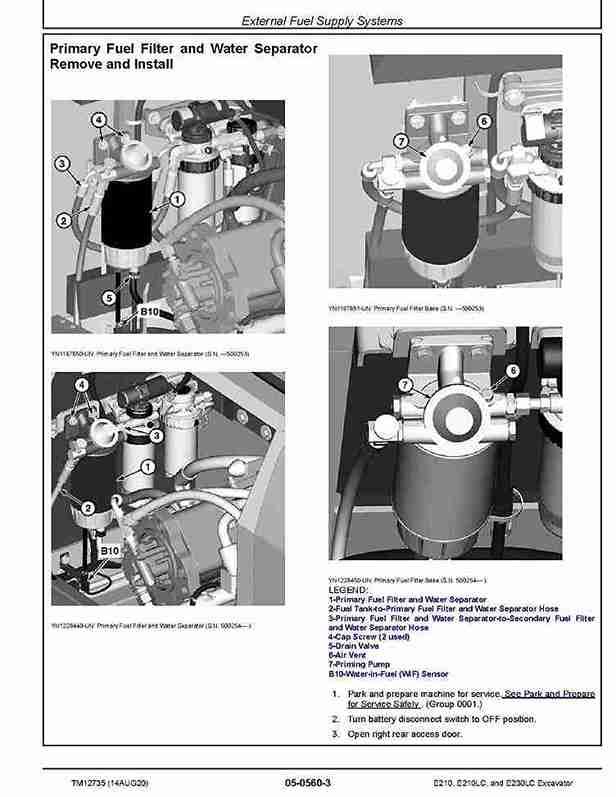 John Deere E210, E210LC and E230LC Crawler Excavators Repair Manual TM12735