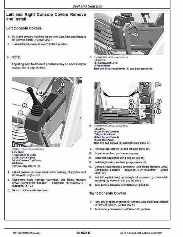 John Deere E240, E240LC and E260LC Crawler Excavators (SN. from C000001, D000001) Repair Manual TM14399X019 John Deere E240, E240LC and E260LC Crawler Excavators (SN. from C000001, D000001) Repair Manual TM14399X019