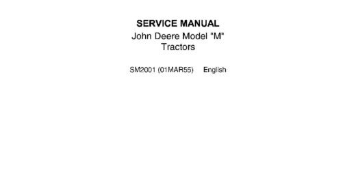 John Deere M Tractors Service Manual SM2001
