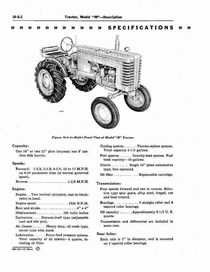 John Deere M and MT Tractors Set of Service Manuals SM2002